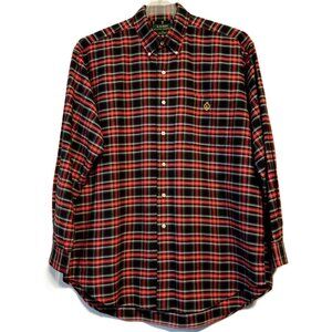 LAUREN Ralph Lauren Shirt  sz  L  Black/Red Plaid  Cotton  Button-Up Long sleeve